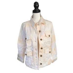 Current/Elliott The Commander Utility Jacket Rare White & Cream Tie Dye Denim M